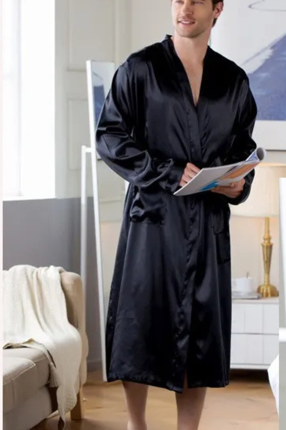 Peignoir Satin Noir - Élégance et Confort