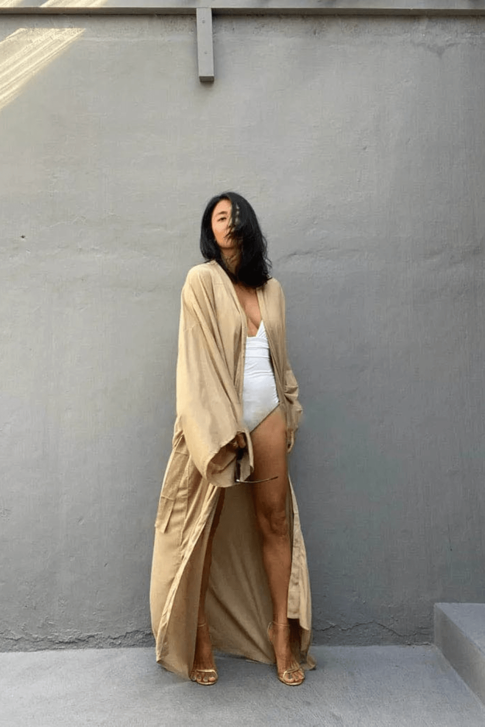 Kimono Beige Élégant et Confortable