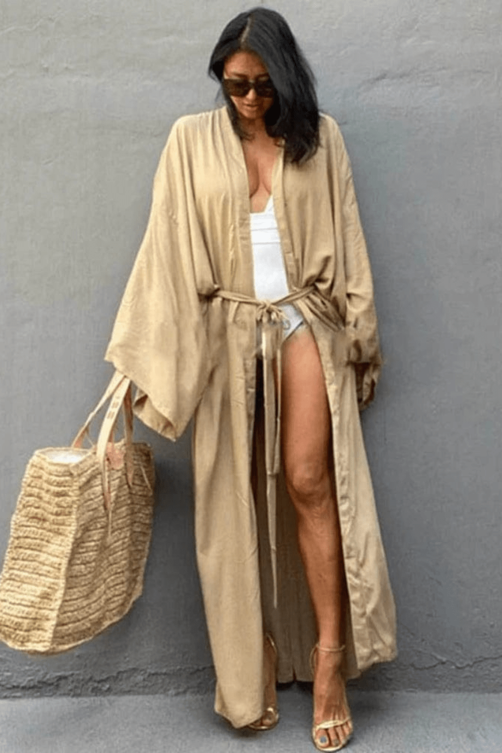 Kimono Beige Élégant et Confortable