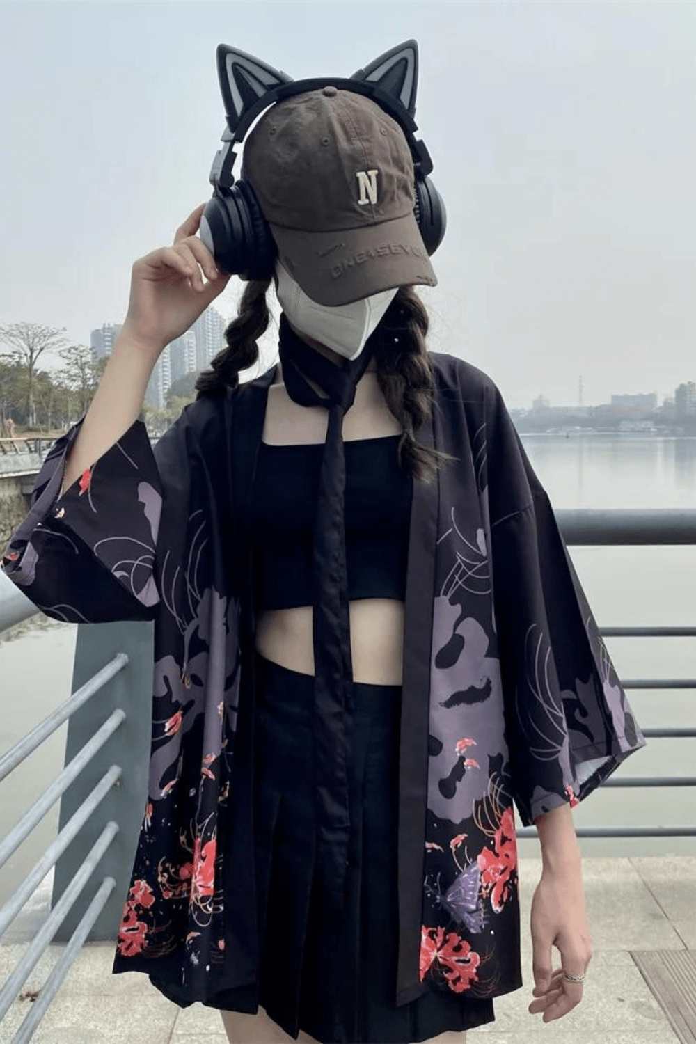 Kimono Noir Élégant et Confortable