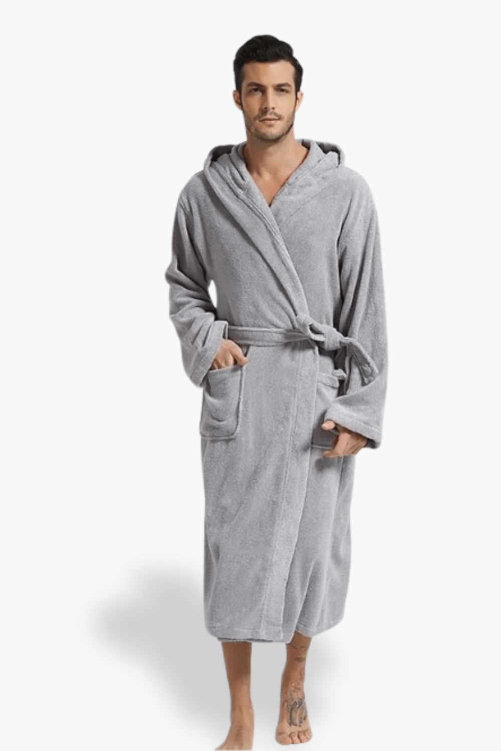 Peignoir Homme Capuche en Polaire