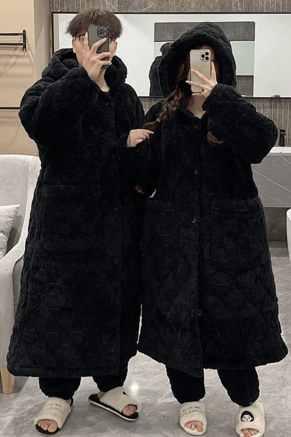 Peignoir Manteau Noir - Élégance et Confort